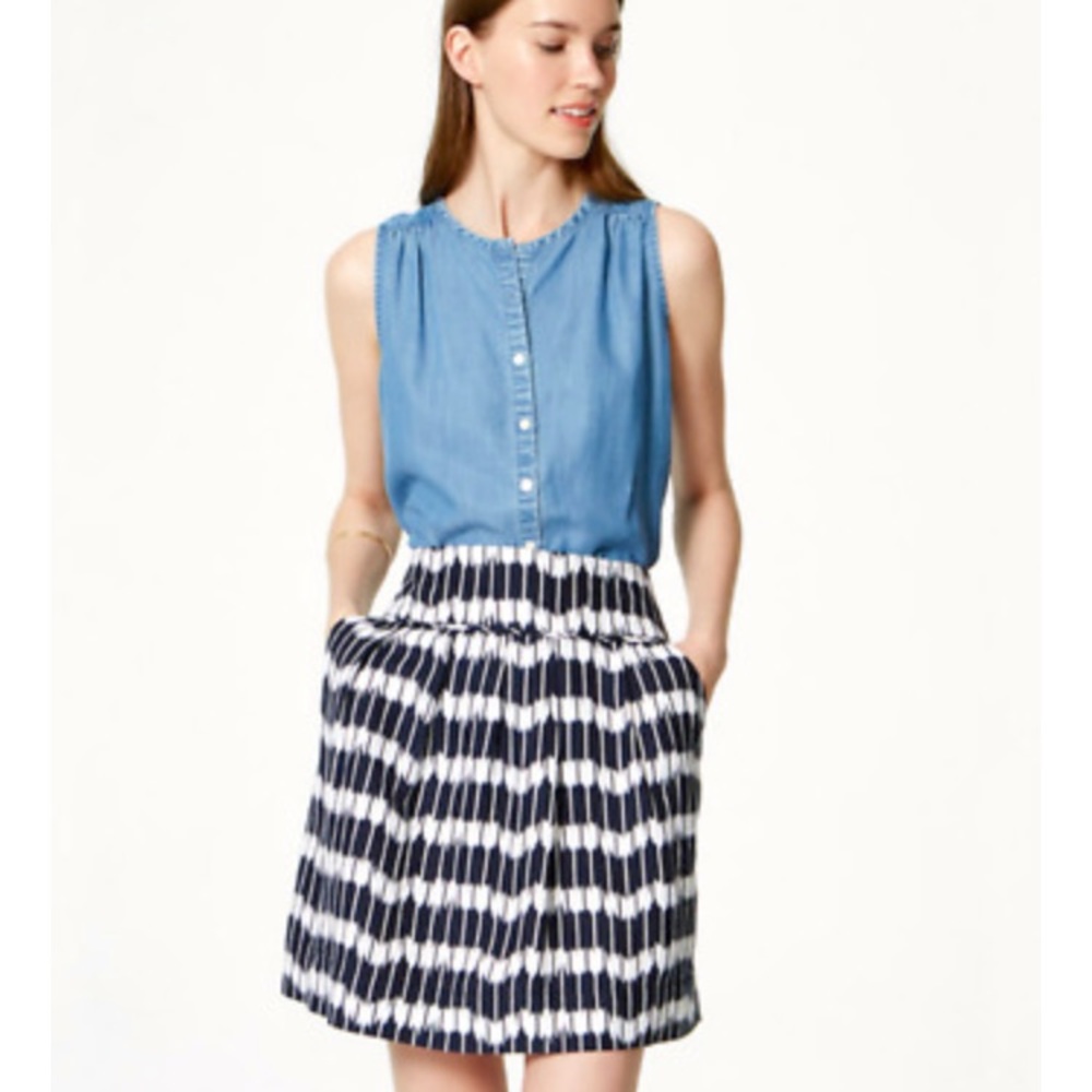 Loft navy and white skirt